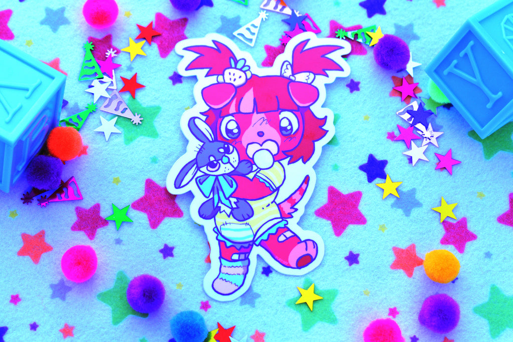Curious Red Puppy Sticker