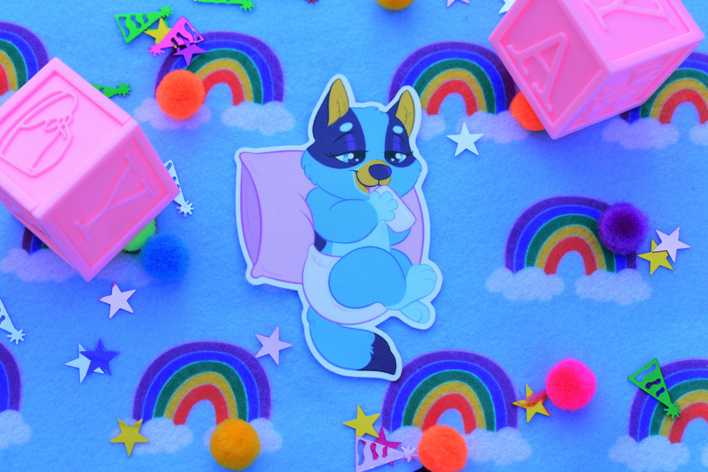 Baby Blue Dog Sticker