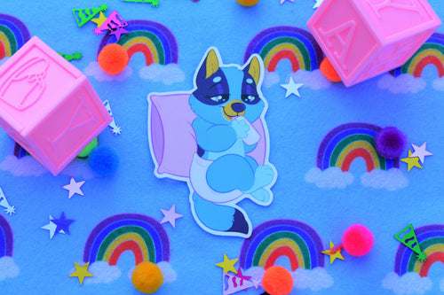 Baby Blue Dog Sticker