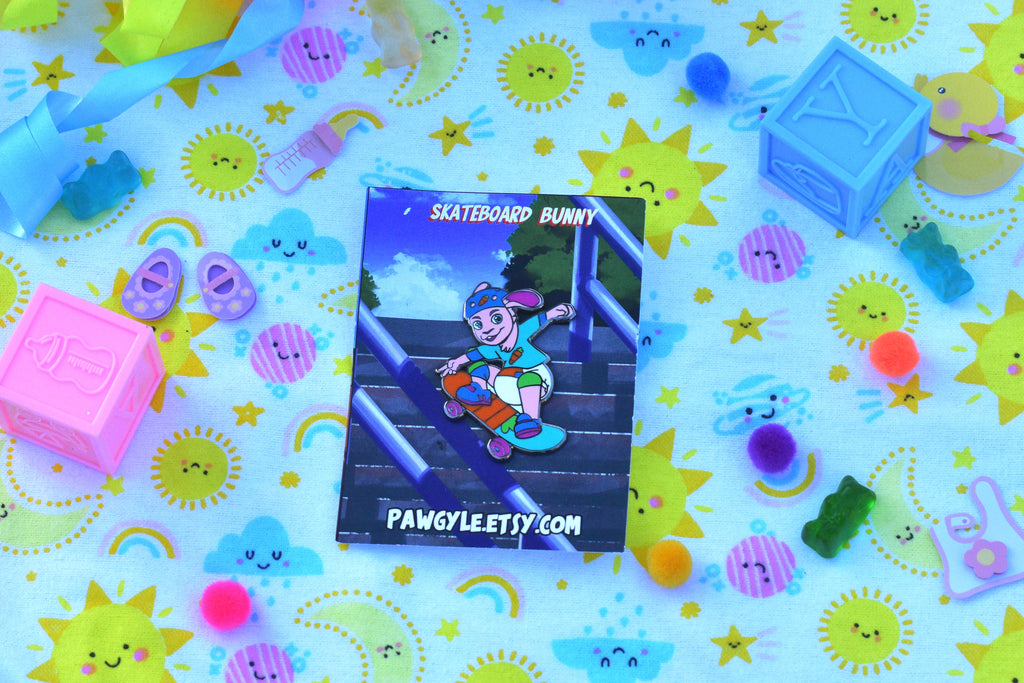 Skateboard Bunny Pin
