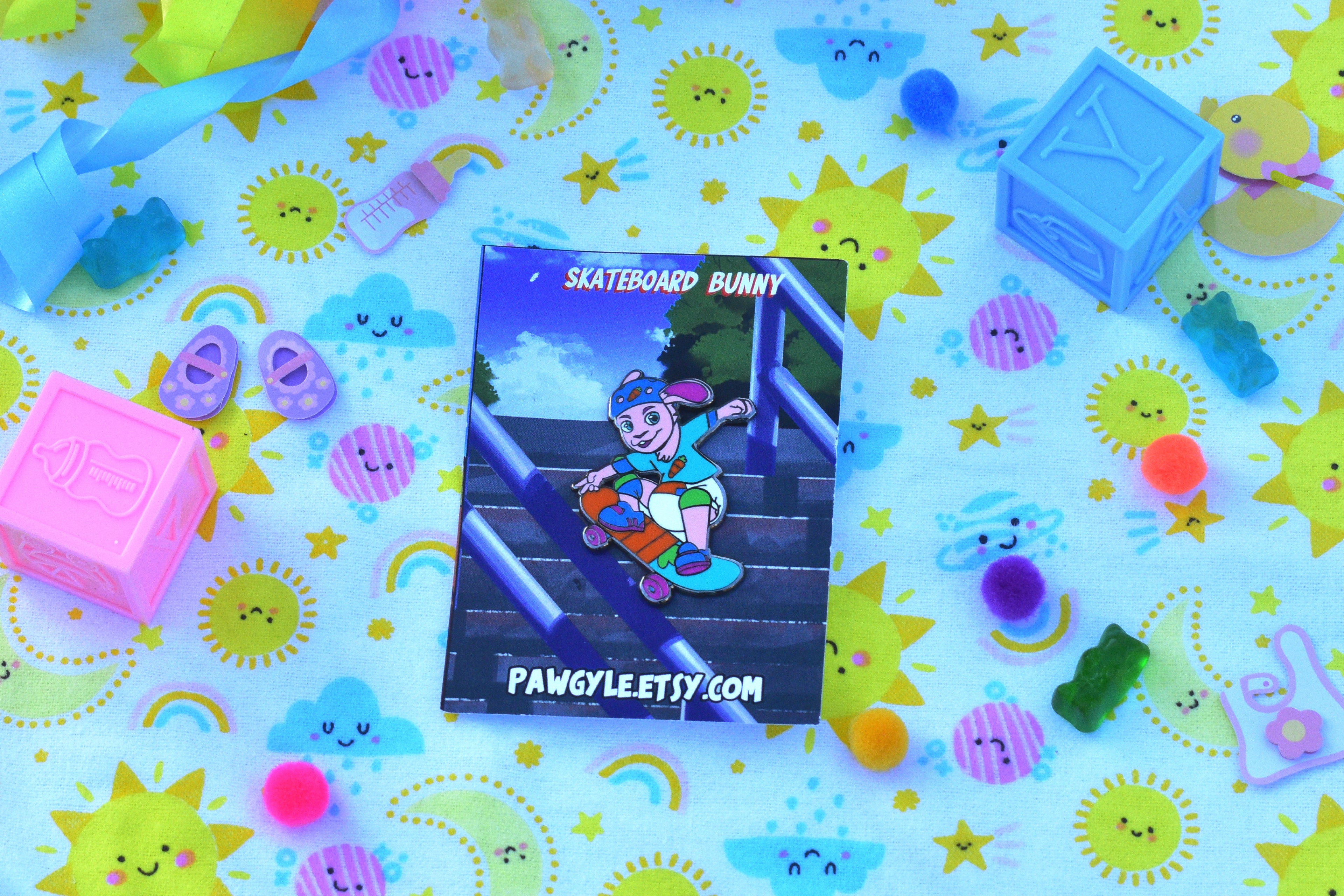 Skateboard Bunny Pin